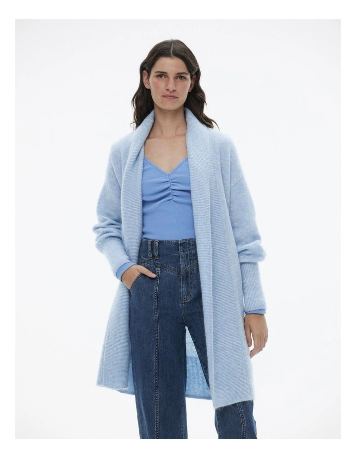 Mohair Knit Cardigan in Baby Blue image 2