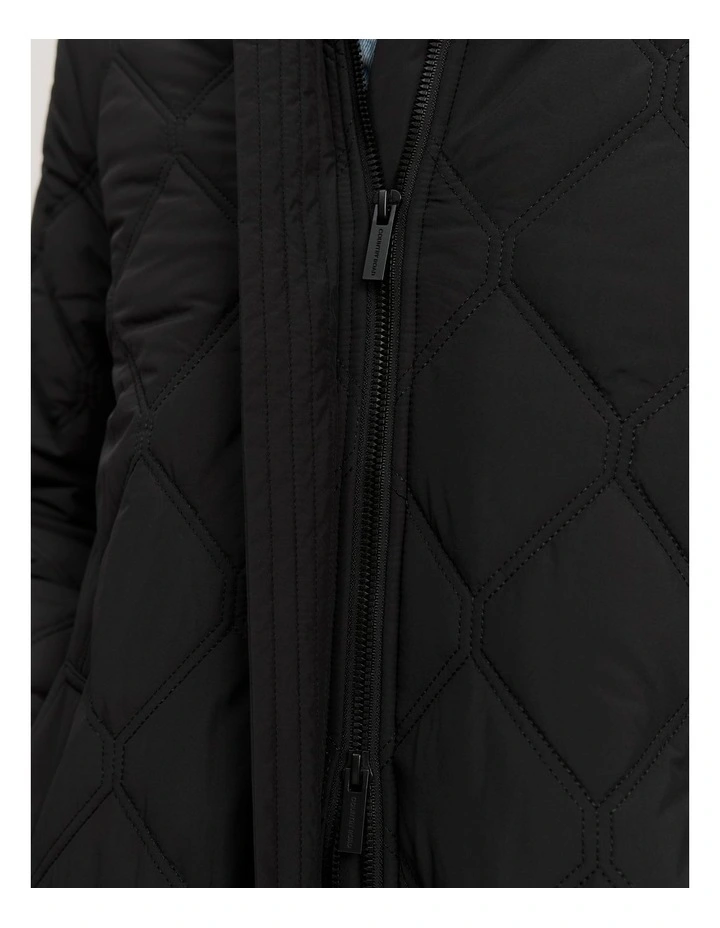 Recycled Polyester Longline Puffer Jacket in Black image 4