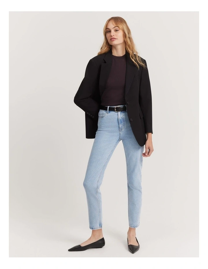 Cotton Blend High Rise Straight Leg Jean in Aged Soft Wash image 1