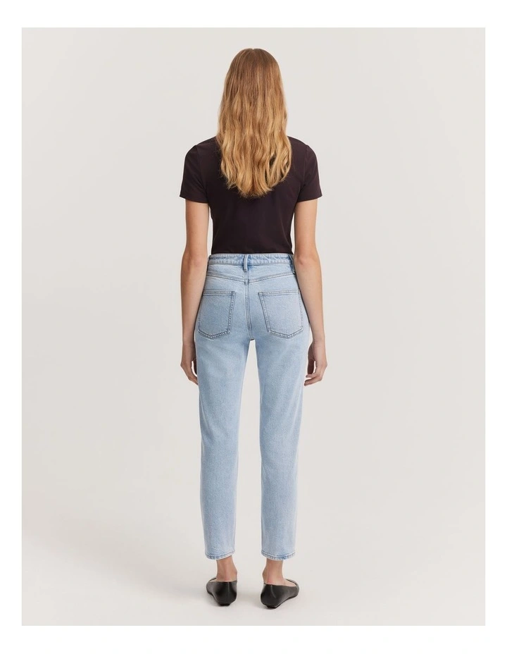 Cotton Blend High Rise Straight Leg Jean in Aged Soft Wash image 4