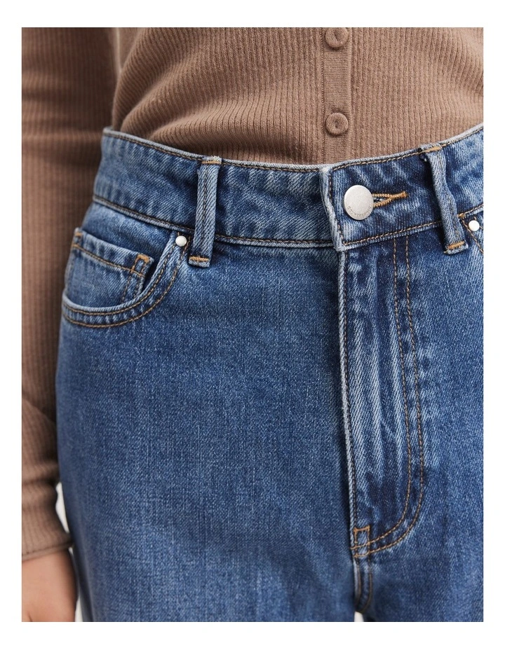 Australian Cotton Blend High Rise Relaxed Fit Jean in Dark Indigo image 2