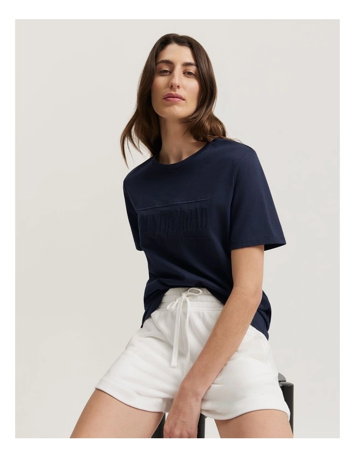 Verified Australian Cotton Heritage Embroidered T-shirt in Navy image 1