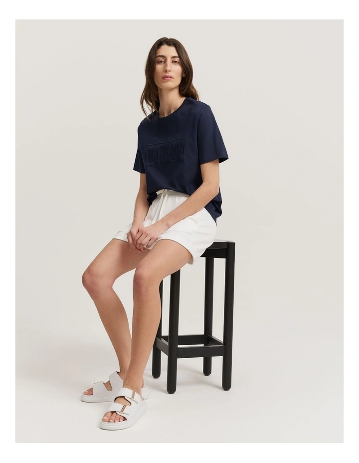 Verified Australian Cotton Heritage Embroidered T-shirt in Navy image 3