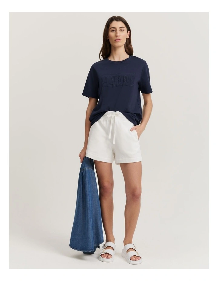 Verified Australian Cotton Heritage Embroidered T-shirt in Navy image 4