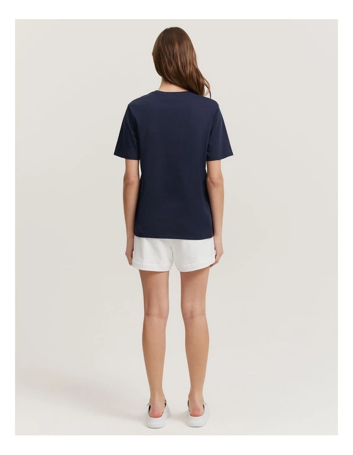 Verified Australian Cotton Heritage Embroidered T-shirt in Navy image 5