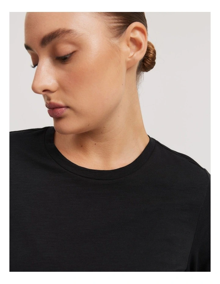 Long Sleeve Australian Cotton Slub T-shirt in Black image 2