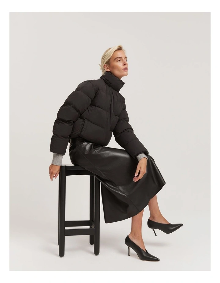 Recycled Polyester Puffer Jacket in Black image 2