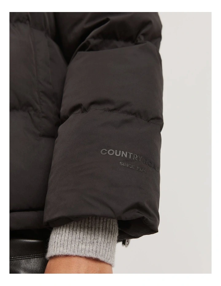 Recycled Polyester Puffer Jacket in Black image 3