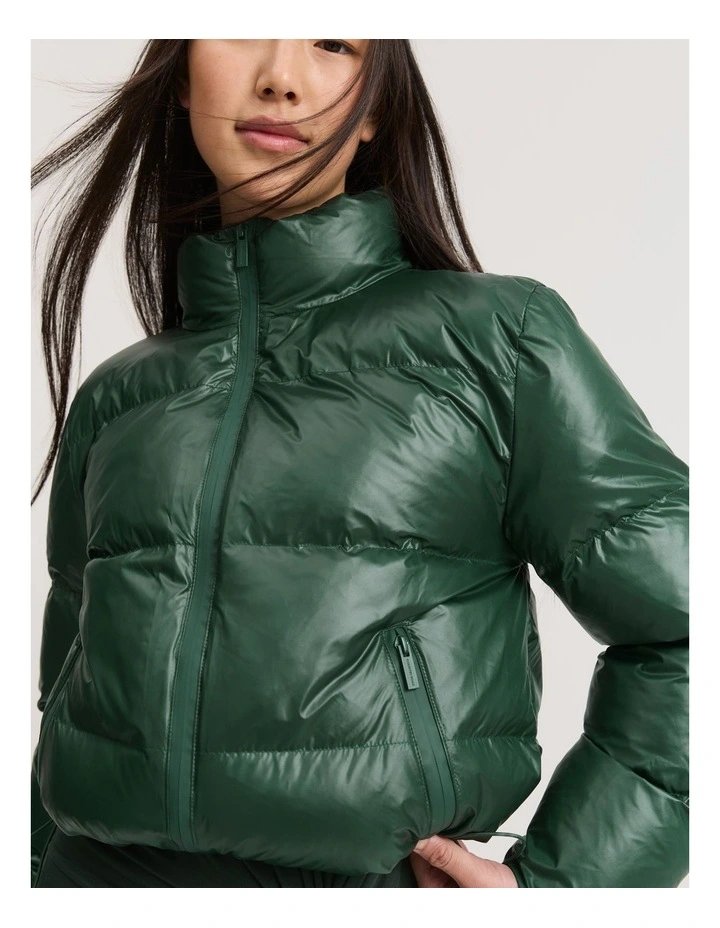 Recycled Polyester Zip Detail Puffer Jacket in Dark Spruce image 1