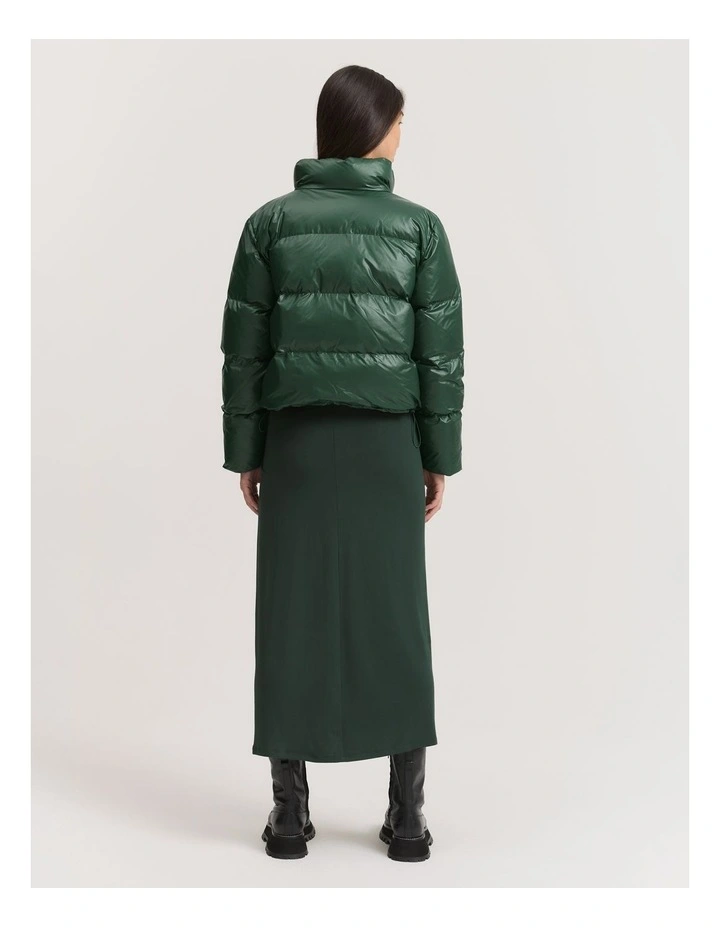 Recycled Polyester Zip Detail Puffer Jacket in Dark Spruce image 4