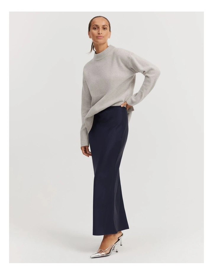 Australian Merino Wool Rib Detail Pullover in Grey Marle image 3