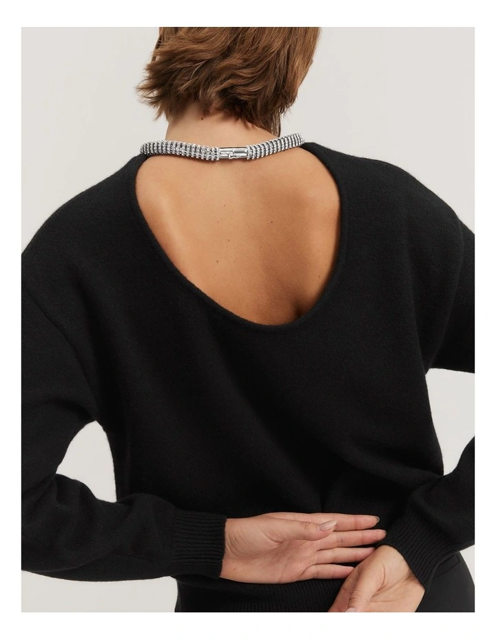 Gcs-certified Cashmere Blend Embellished Knit in Black image 4