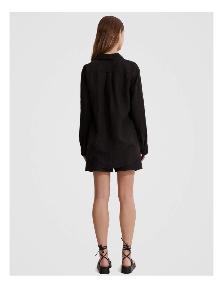 Organically Grown Linen Shirt in Black image 4