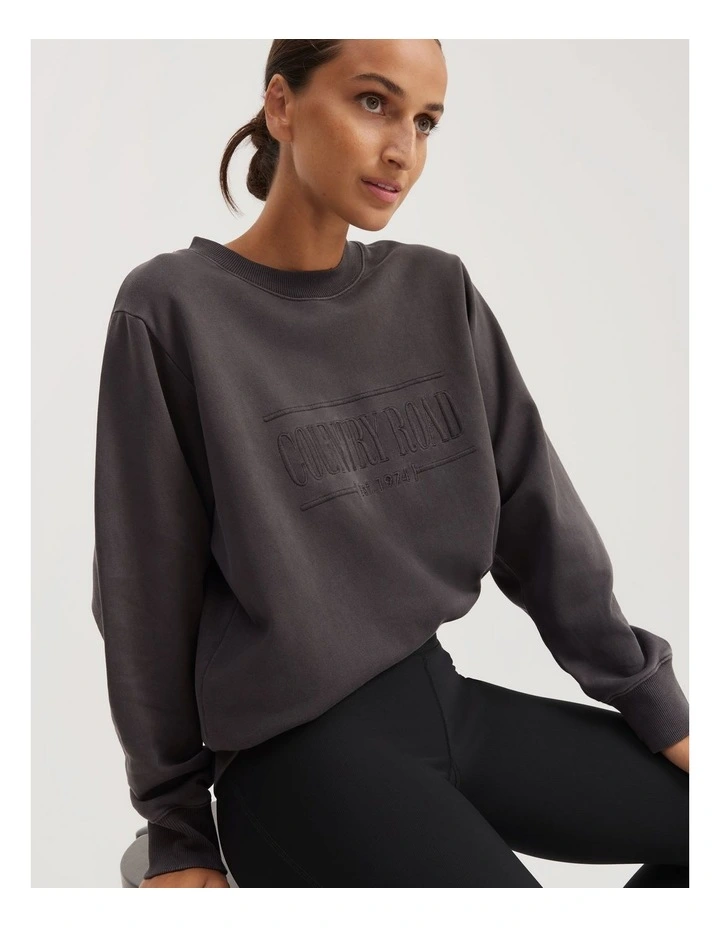 Verified Australian Cotton Heritage Sweat in Charcoal image 2