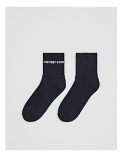 Australian Cotton Blend CR Sport Quarter Crew Sock in Navy
