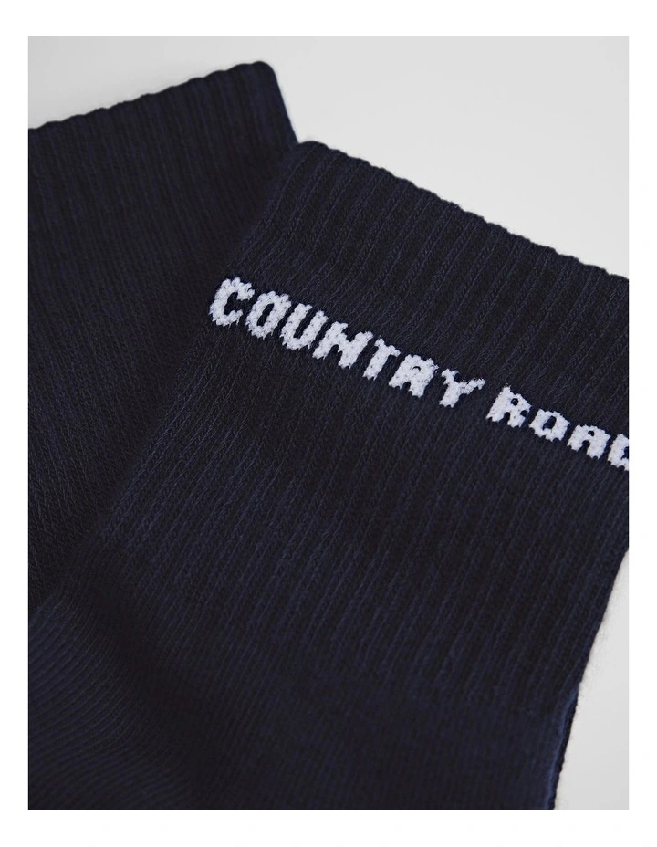 Australian Cotton Blend CR Sport Quarter Crew Sock in Navy image 2