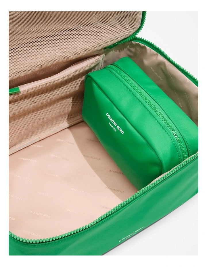 Recycled Polyester Extra Large Soft Cosmetic Case in Jewel Green image 3