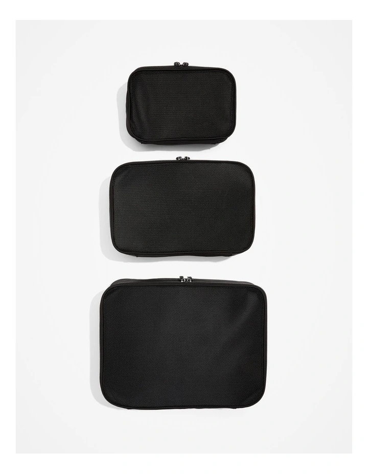 Recycled Polyester Travel Cube Set Of 3 in Black image 2