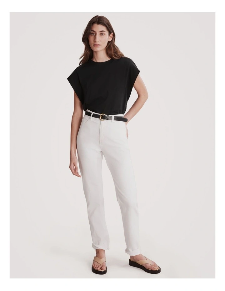 Skinny Solid Buckle Belt in Black image 4