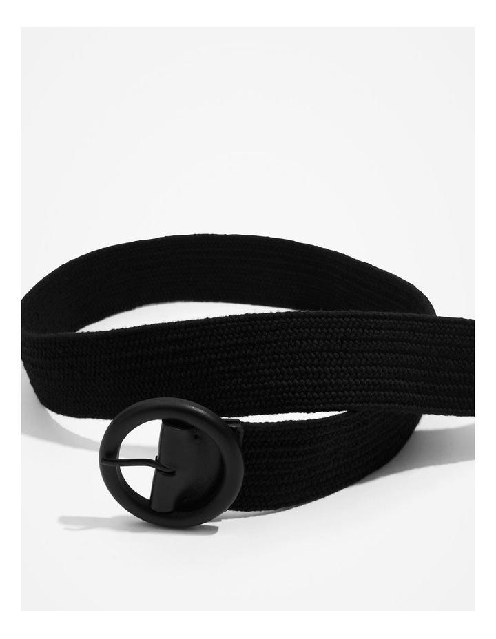Recycled Polyester Woven Stretch Belt in Black