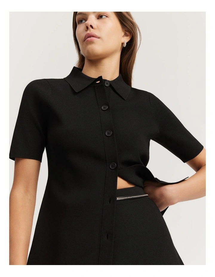 Leather Chain Belt in Black image 2