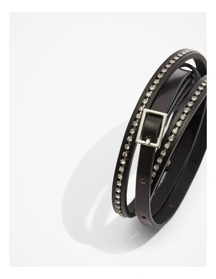 Leather Chain Belt in Black image 3