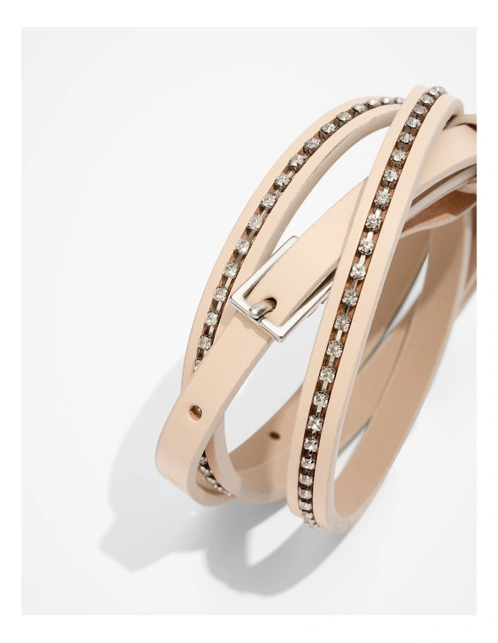 Leather Chain Belt in Almond image 3