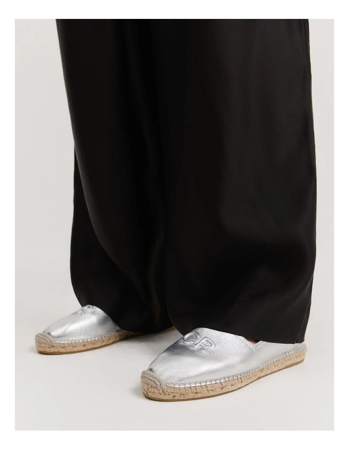 Leather Espadrille in Silver image 2