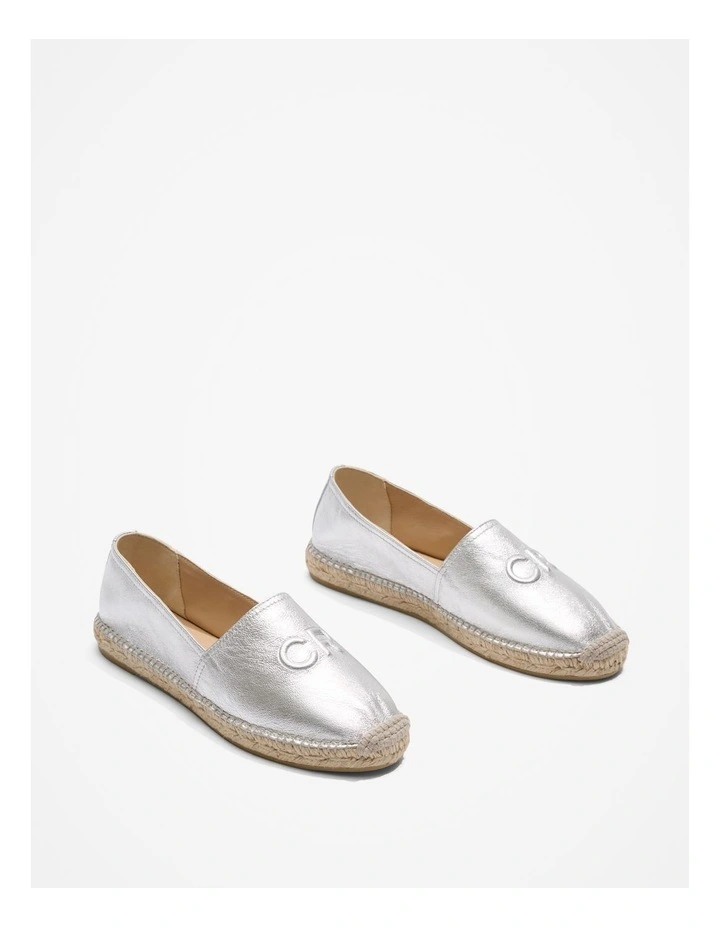 Leather Espadrille in Silver image 3