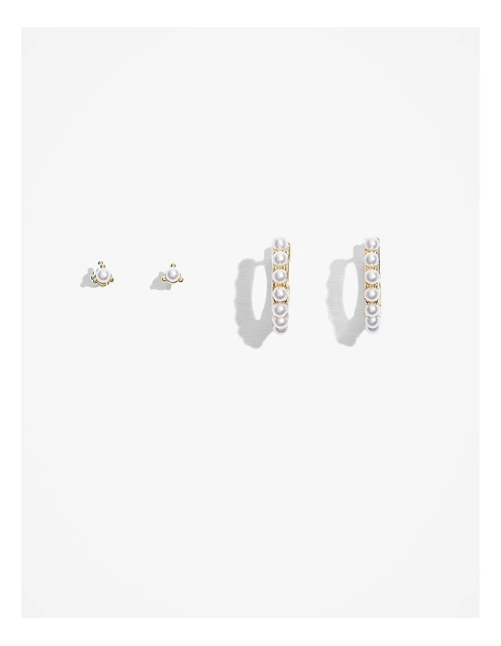 Alexis Pearl Stud Pack in Gold image 1