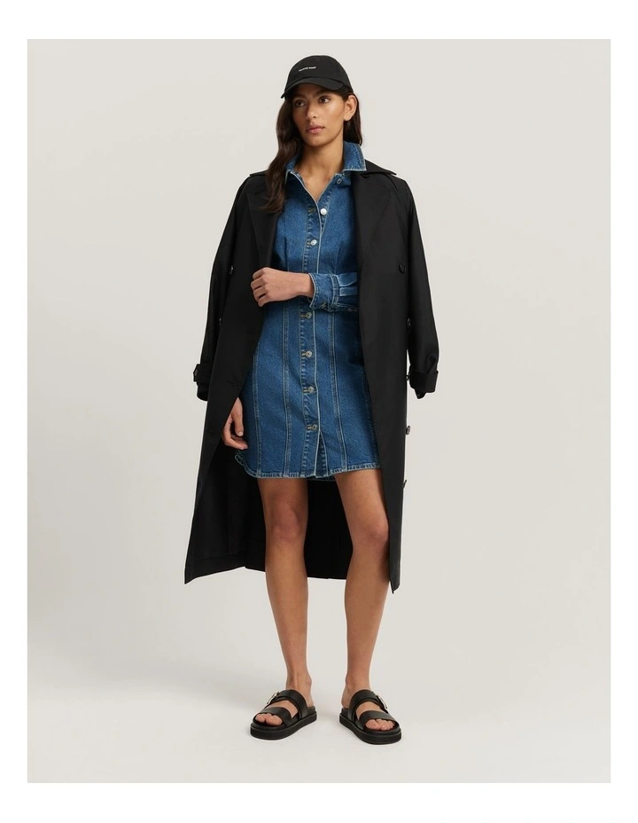 white christmas dresses Phoenix Long Sleeve Mini Dress - Denim