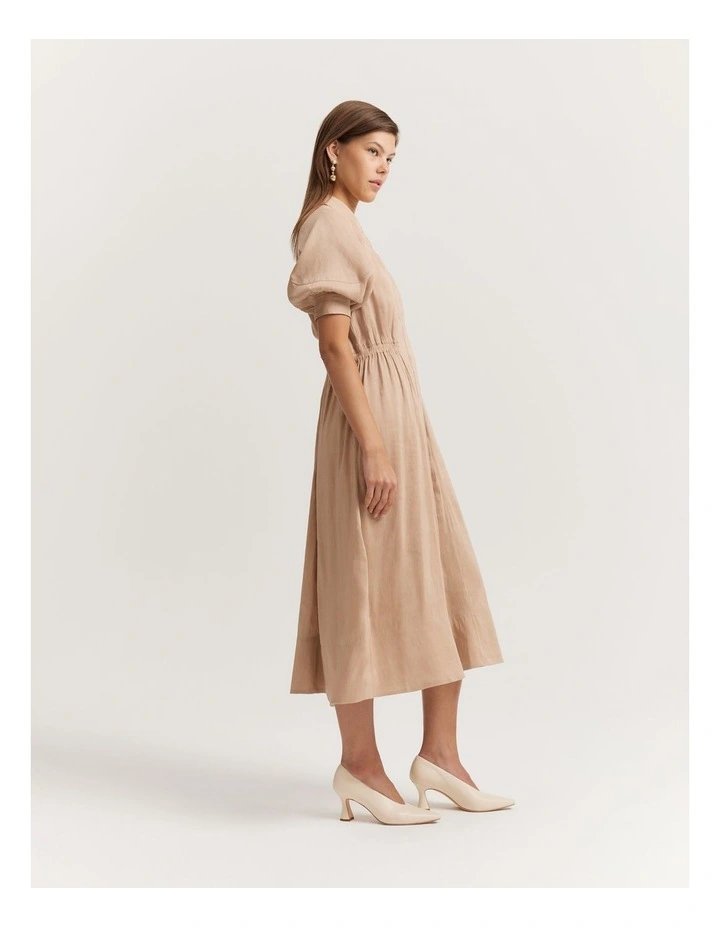 Cinched Shirt Dress in Taupe image 3