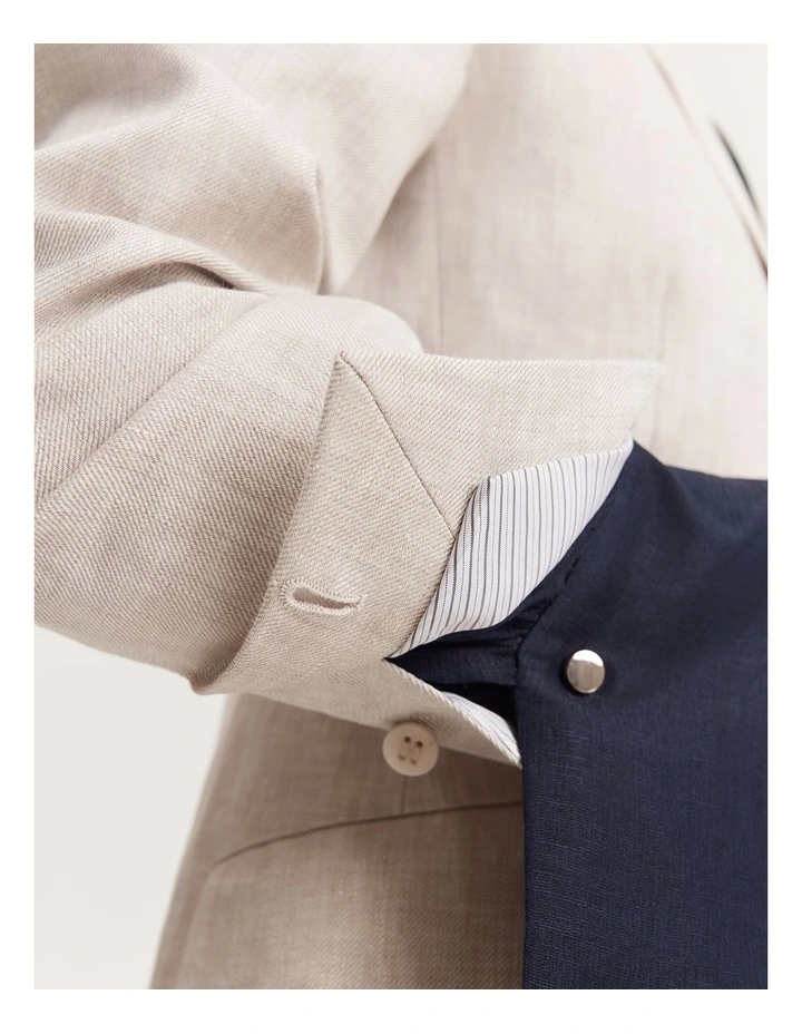 Linen Yarn Dyed Blazer in Sand image 3