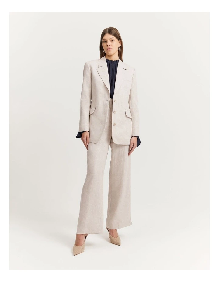 Linen Yarn Dyed Blazer in Sand image 4