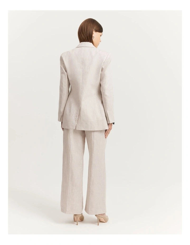 Linen Yarn Dyed Blazer in Sand image 5