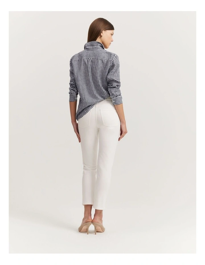Cotton Blend High Rise Straight Leg Jean in Winter White image 2