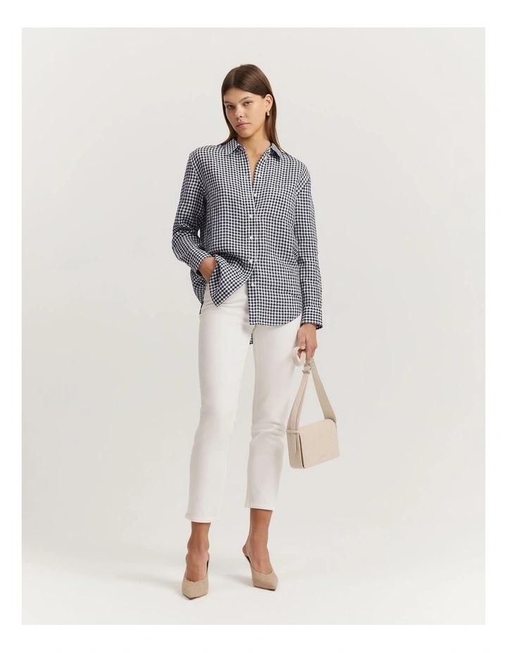 Cotton Blend High Rise Straight Leg Jean in Winter White image 3