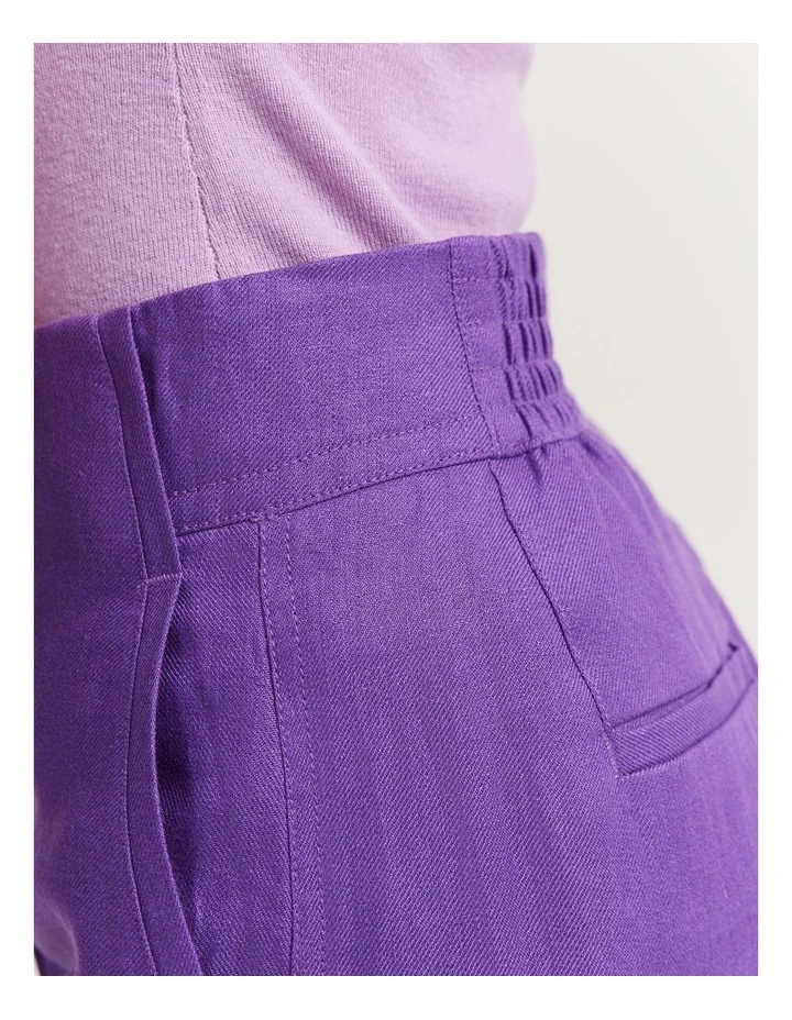 Organically Grown Linen Yarn Dyed Pant in Deep Purple image 2