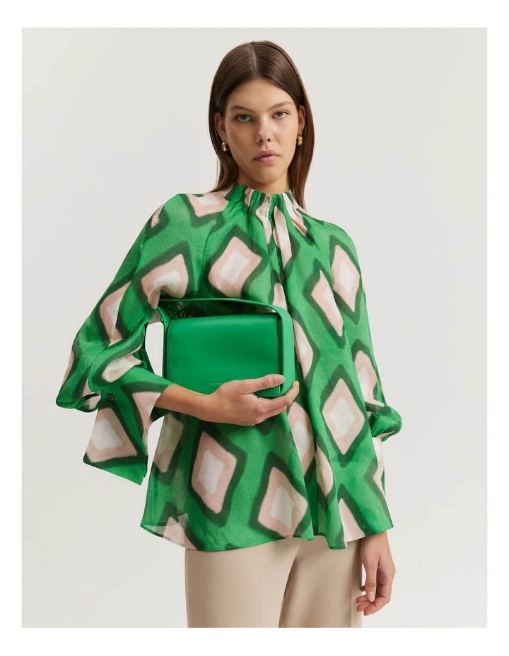 Print Gathered Detail Blouse in Abstract Dye image 1