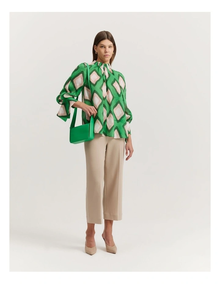 Print Gathered Detail Blouse in Abstract Dye image 4