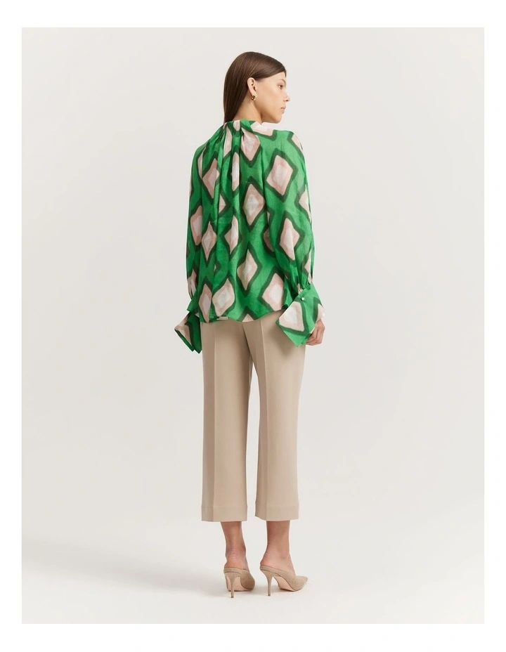 Print Gathered Detail Blouse in Abstract Dye image 5