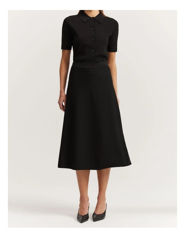 Compact Knit Skirt in Black image 1