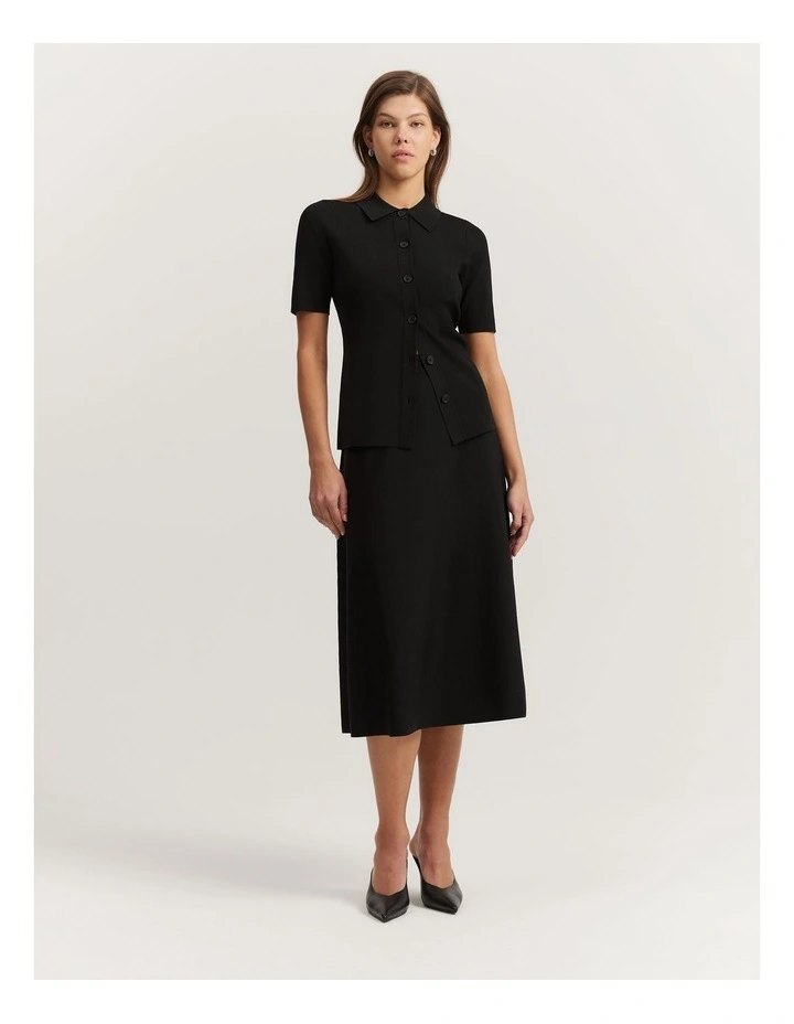 Compact Knit Skirt in Black image 2