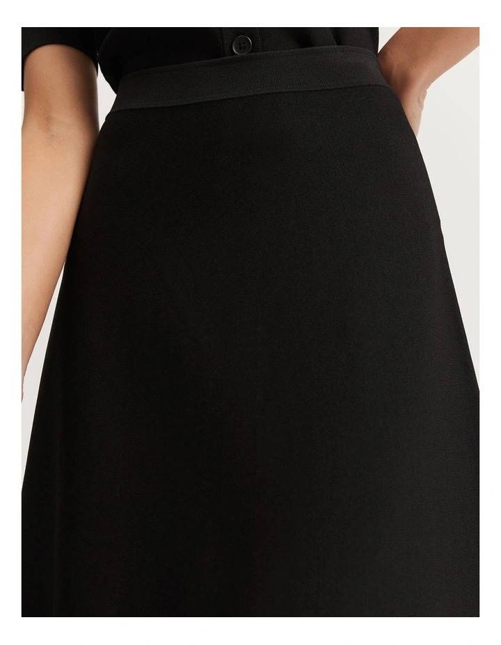 Compact Knit Skirt in Black image 3