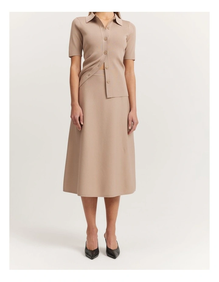 Compact Knit Skirt in Taupe image 1