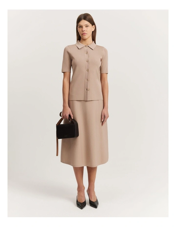 Compact Knit Skirt in Taupe image 3