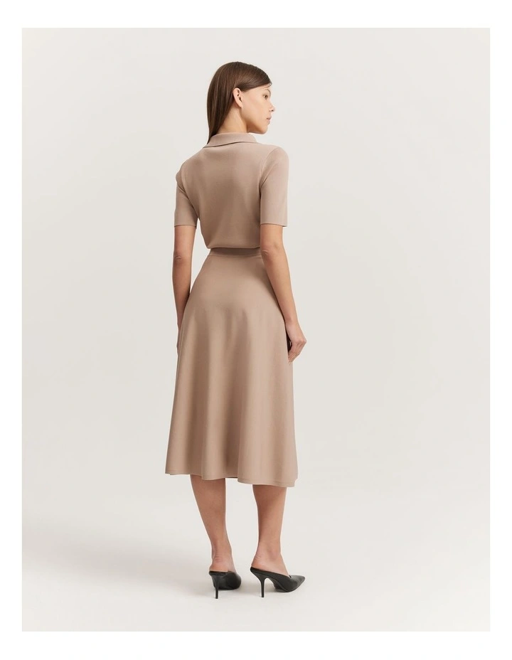 Compact Knit Skirt in Taupe image 4