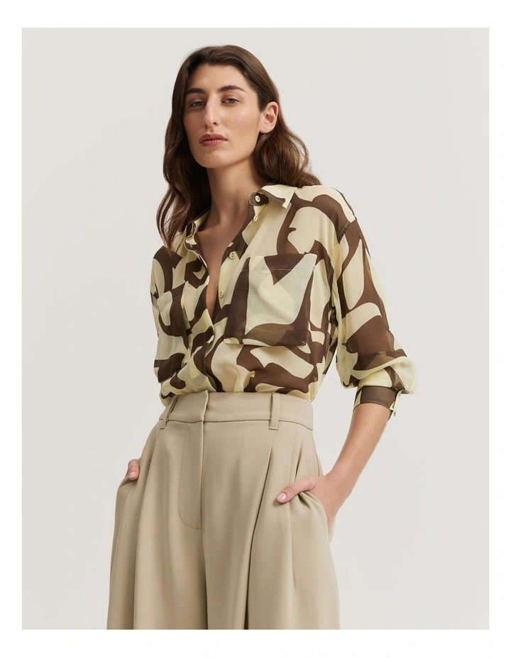 Print Silk Georgette Shirt in Abstract Animal image 1