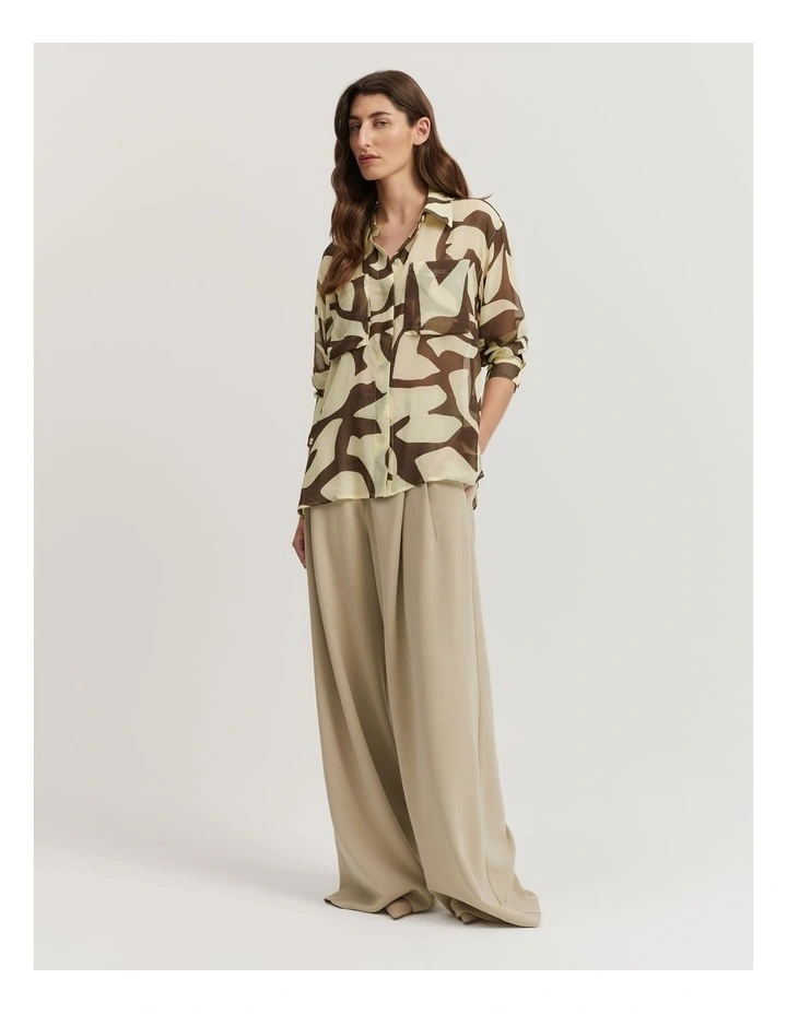 Print Silk Georgette Shirt in Abstract Animal image 3