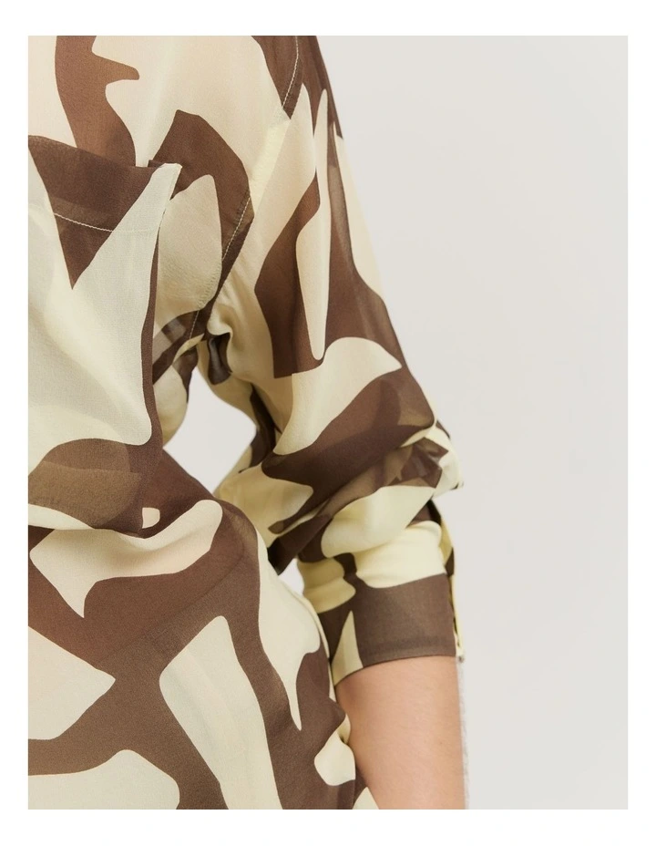 Print Silk Georgette Shirt in Abstract Animal image 4